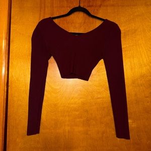Love Tree Burgundy Cropped Sweater from Windsor